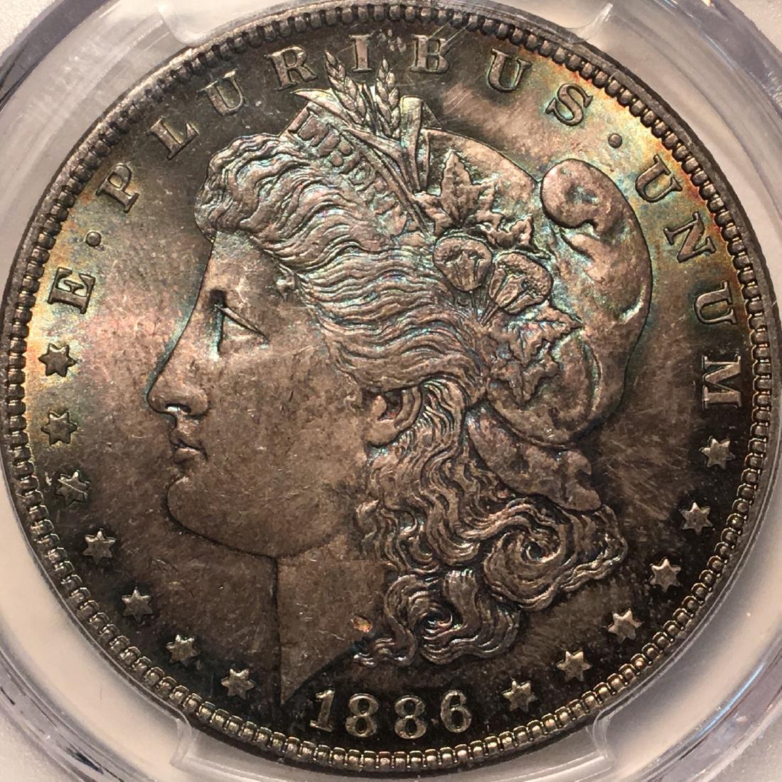 1886 S$1 PCGS MS66 RAINBOW TONED GEM SUPERB! (1 of 2)