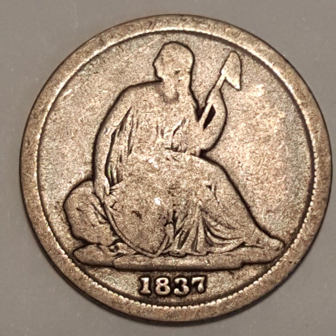 1837 10C NO STARS SEATED LIBERTY VG+ (1 of 2)