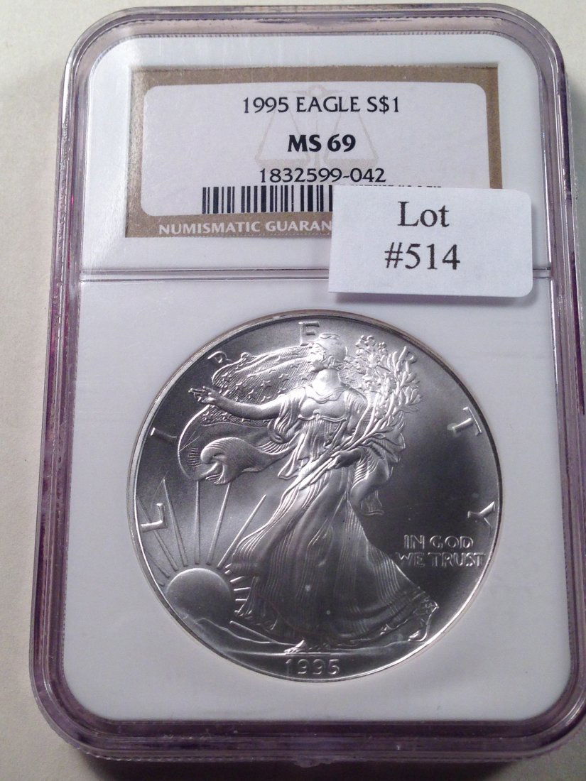 1995 AMERICAN SILVER EAGLE NGC MS69 (1 of 3)
