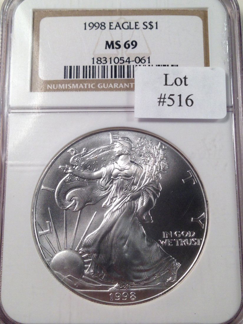 1998 AMERICAN SILVER EAGLE NGC MS69 (1 of 3)