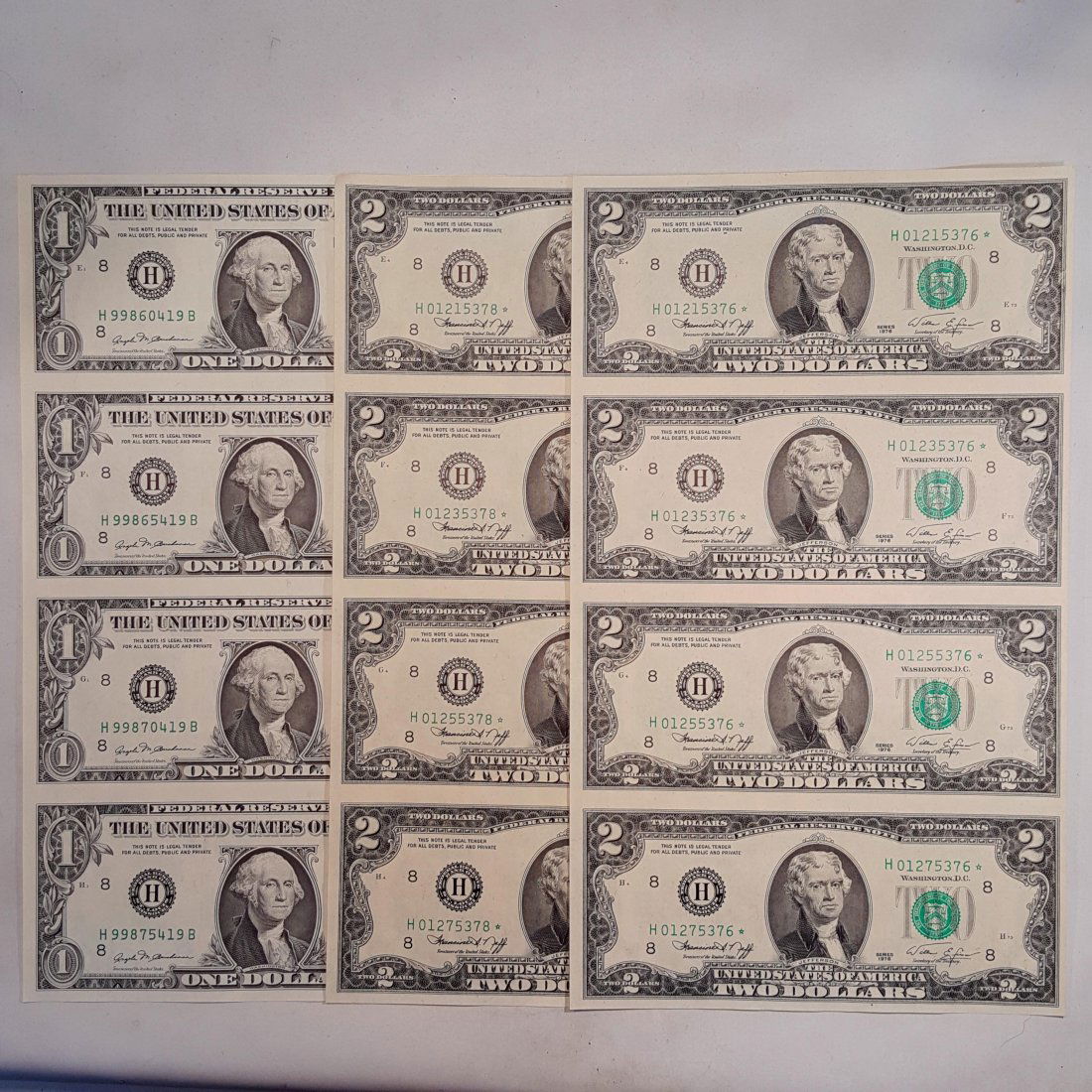 3-4PC UNCUT SHEETS- GEM CU - 1981 HB $1 FRN AND 2-1976 (1 of 2)