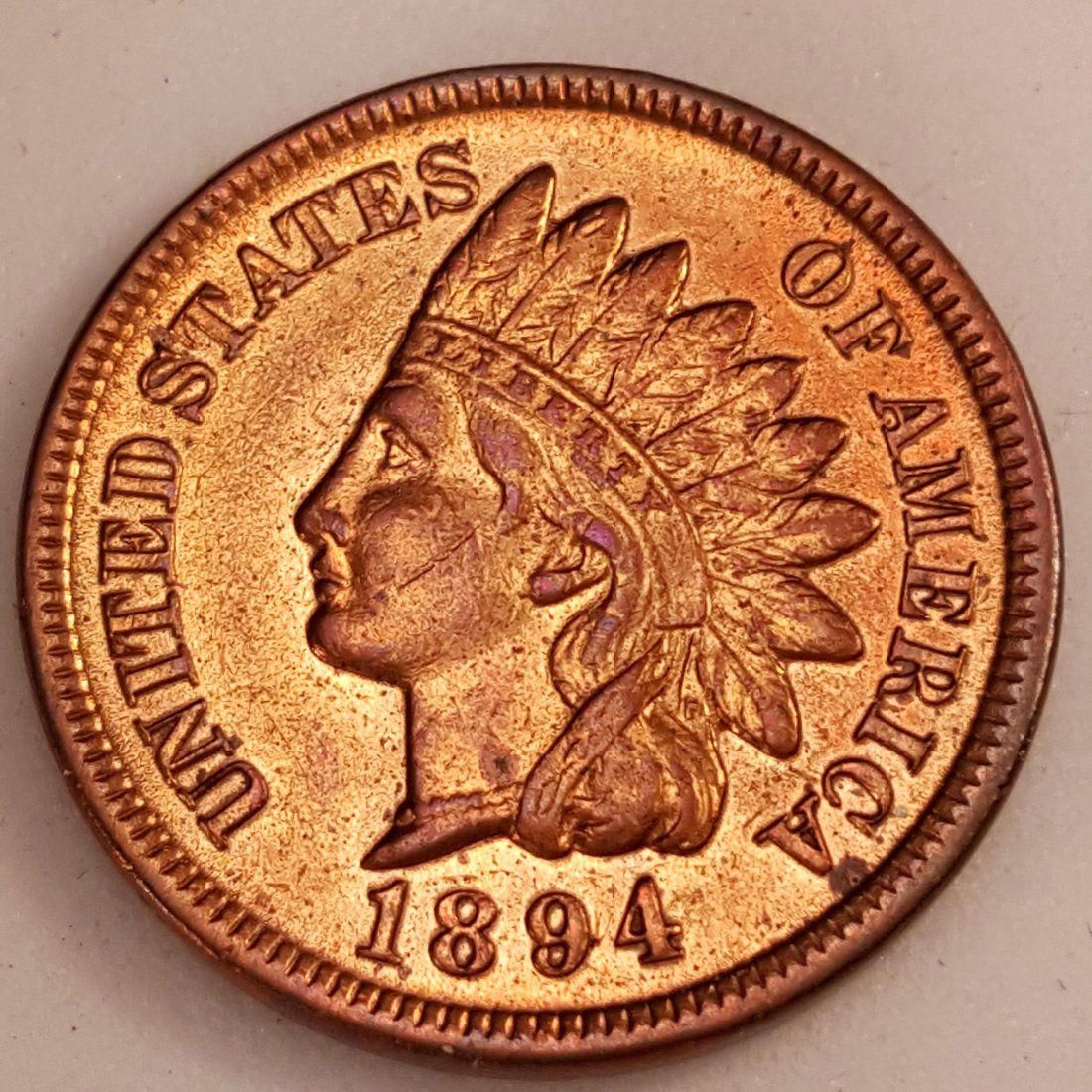 1894 1C MS63 RED FULL RED BUT DIPPED. (1 of 2)