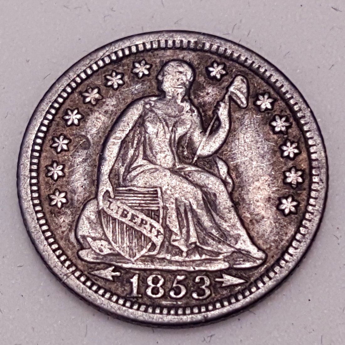 1853 1/2 DIME ARROWS XF (1 of 2)