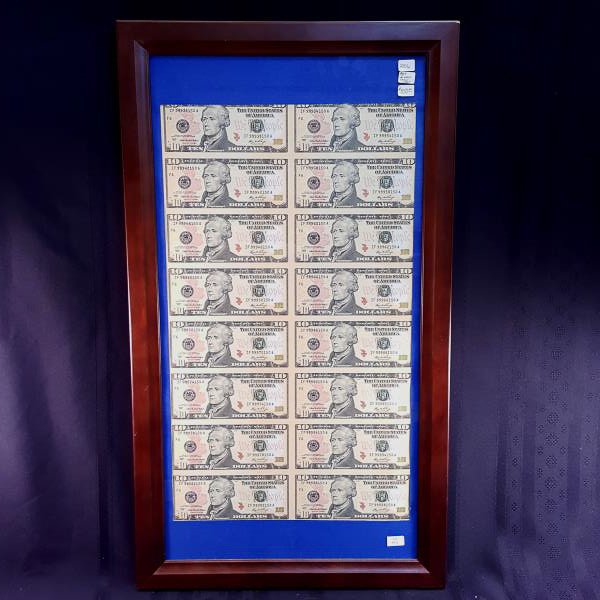 2006 16 NOTE UNCUT SHEET $10 IF/A FRN CU - FRAMED (1 of 1)