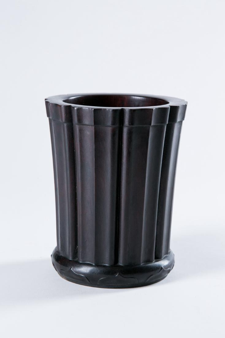 A ZITAN LOTUS FORM BRUSH POT (1 of 12)