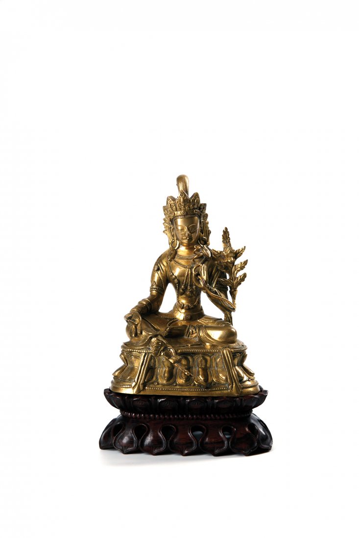 A SINO-TIBETAN GILT BRONZE TARA, 19H CENTURY (1 of 5)