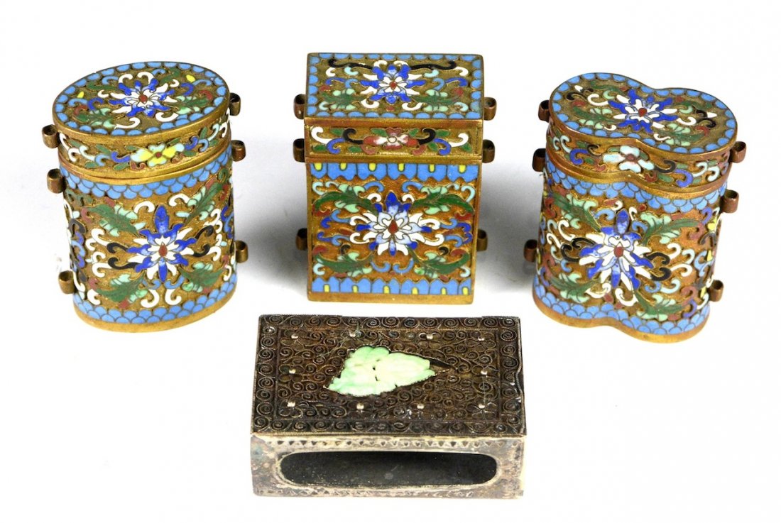 4 CHINESE BOXES MADE WITH SILVE OR CLOISONNE (1 of 5)
