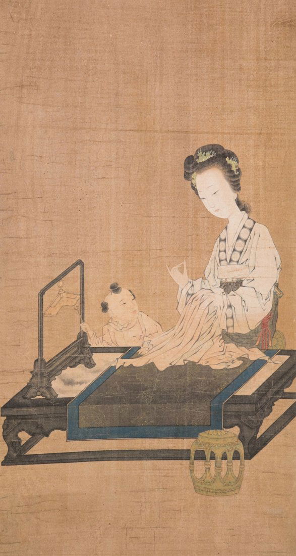 CHINESE PAINTING OF BEAUTY, ANONYMOUS(QING  DYNASTY) (1 of 7)