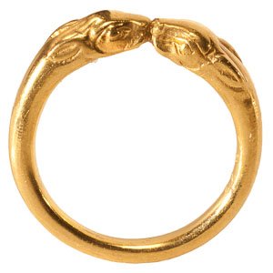 Gold Ring with Rabbit Heads: NO RESERVE (1 of 5)