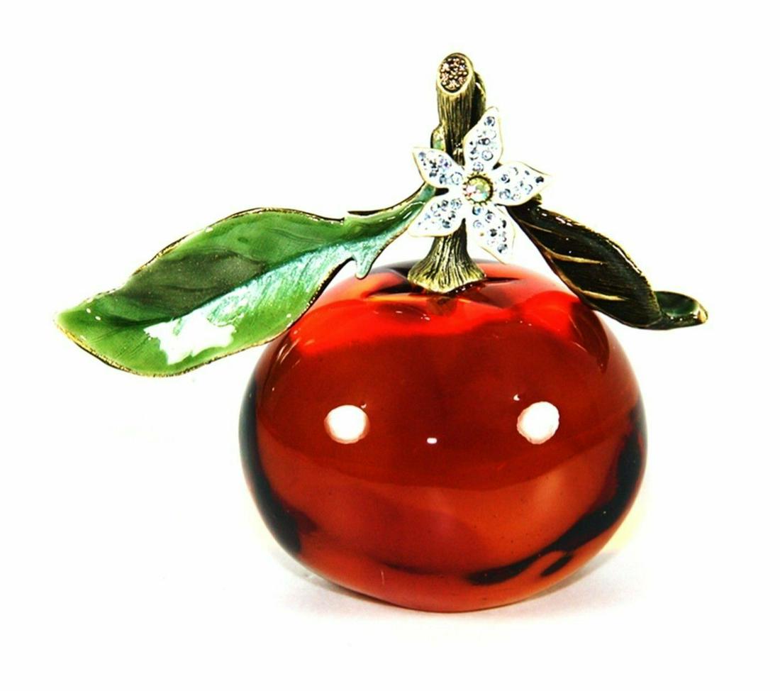 JAY STRONGWATER ORANGE CRYSTAL CLEMENTINE OBJET FLORA &: JAY STRONGWATER GORGEOUS ORANGE CLEMENTINE CRYSTAL OBJETFrom FLORA & FAUNA CollectionVERY RARE ITEM!!!Enamel over metalHand-set MulticolorSwarovski Crystals.Aprox. 4" Tall x 3.25" DiameterHandcrafted 