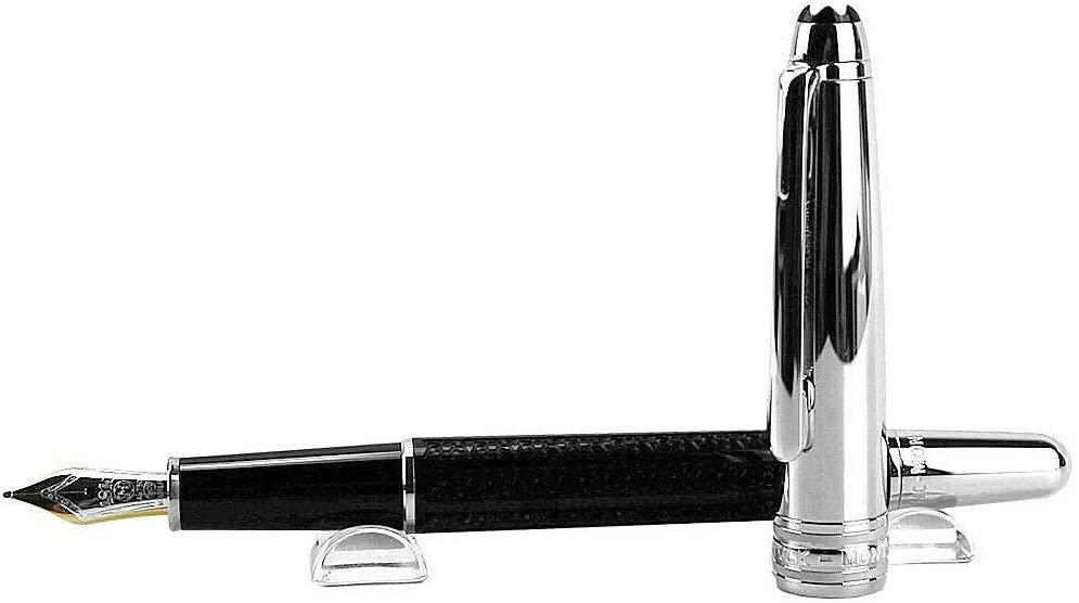 Montblanc Meisterstuck Solitaire Doue Signum Fountain: MONTBLANC MEISTERSTUCK SOLITAIRE 144 SIGNUM 18K SOLID GOLD NIB - "M" PLATINUM COATED & BLACK RESIN. Piston Converter Mechanism (you can use cartridges also). Made in Germany. 100% AUTHENTIC & 100% BRA