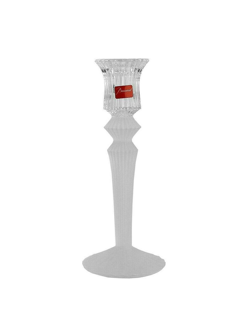 BACCARAT RARE MILLE NUITS CRYSTAL CANDLESTICK: BACCARAT RARE!MILLE NUITS CANDLESTICKFULL LEAD CRYSTALCLEAR TOP AND SANDED LOWER PARTID: 2801433 MADE IN FRANCEDiameter (Base): 3" (78 mm)Approximately Tall: 7.5" (190 mm)Candle Fit: 1" DiameterTop Di