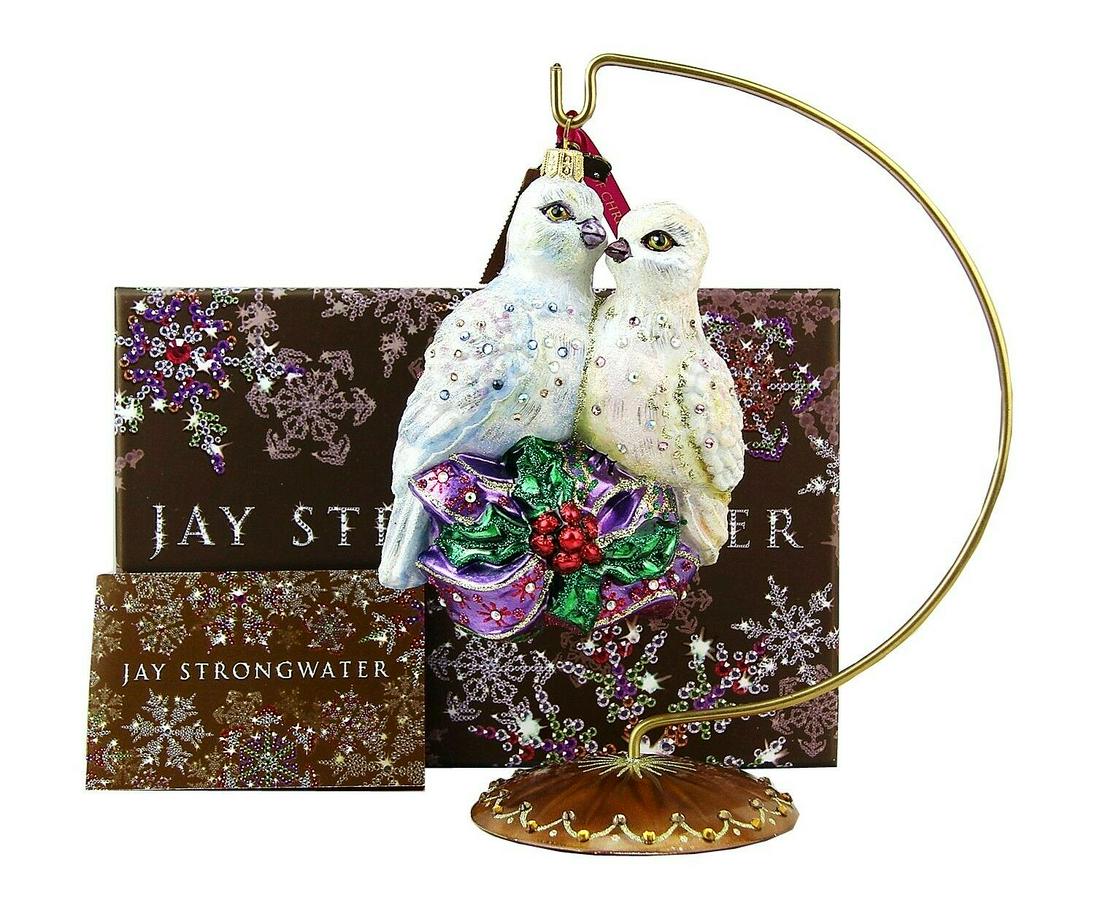 JAY STRONGWATER TWO TURTLEDOVES GLASS CHRISTMAS: JAY STRONGWATER2017 LARGE TWO TURTLE DOVES CHRISTMAS GLASS ORNAMENTColor: NATURALFrom ORNAMENTS CollectionSTAND IS NOT INCLUDEDApprox. 5" Wide x 6" TallMade of Glass withMulticolor SWAROVSKI CrystalsB