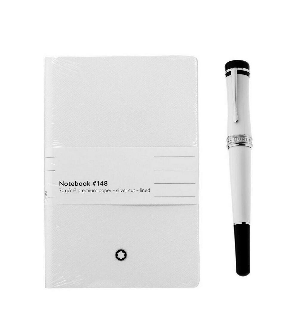 MONTBLANC 118972 BONHEUR ROLLERBALL PEN & WHITE: MONTBLANC SET 118972 BONHEUR ROLLERBALL PEN & WHITE NOTEBOOK #148Montblanc Bonheur Set Resin White Rollerball Pen and Notebook 118972. Material: Resin. Style: Rollerball pen. Color: White. Additional 