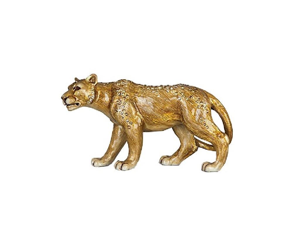Jay Strongwater Lioness: Handcrafted figurine. Metal. Hand enameled and hand set with SwarovskiÂ® crystals. 6"W x 1.5" D x 3.5"T. Made in the USA Brand New, NO BOX, NO DUST BAG 100% AUTHENTIC GUARANTEED