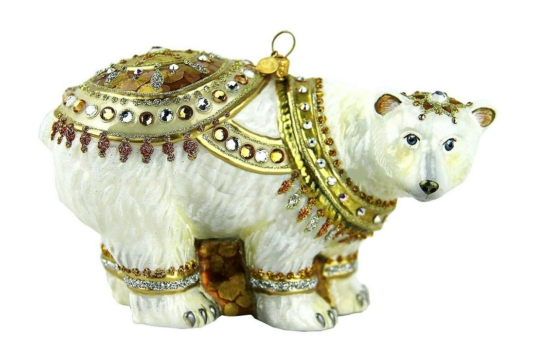 JAY STRONGWATER POLAR BEAR GLASS ORNAMENT: JAY STRONGWATER2017 LARGE POLAR BEAR CHRISTMAS GLASS ORNAMENTColor: JEWELFrom ORNAMENTS CollectionApprox. 6" Wide x 3.75" Tall x 2.5" DeepMade of Glass withMulticolor SWAROVSKI CrystalsBRAND NEW, ORIG