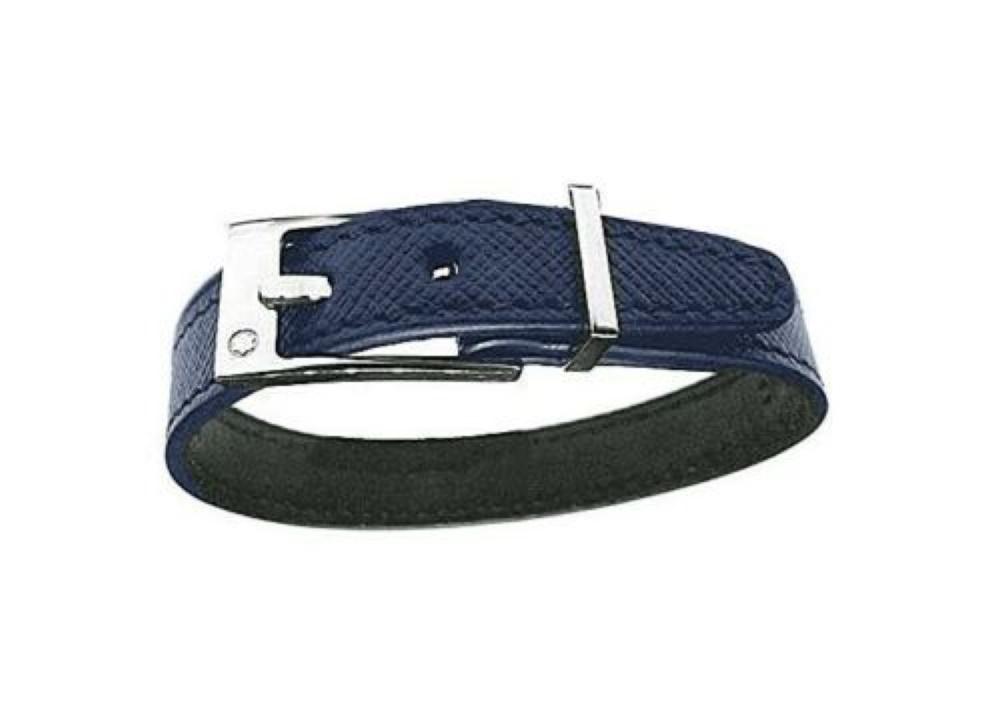 MONTBLANC ST. STEEL & BLUE LEATHER SARTORIAL BRACELET (1 of 3)
