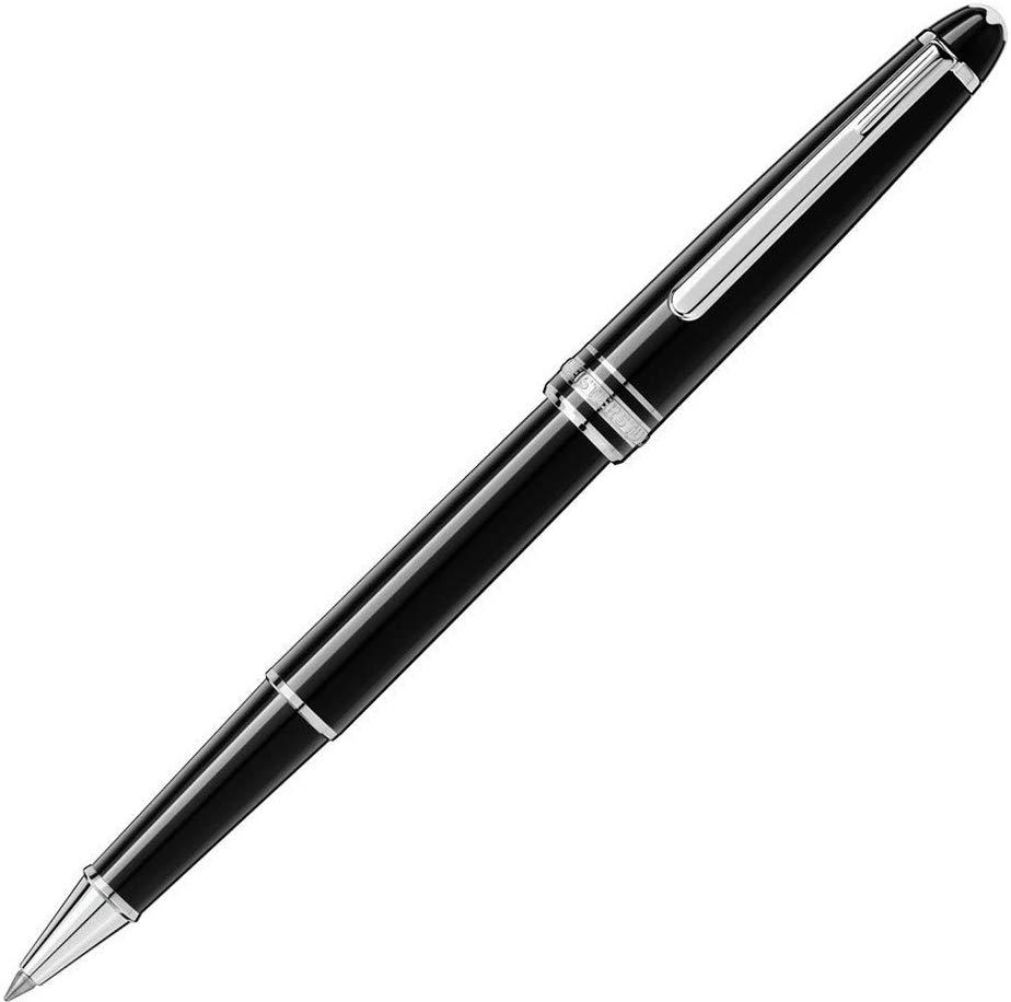 Montblanc Meisterstuck Classique Platinum Plated Trims: Montblanc Meisterstuck Classique Platinum Plated Trims Rollerball PenMaterial: resin and platinumColor: black and platinumWeight: 23.50 g. Item model number: MB2865