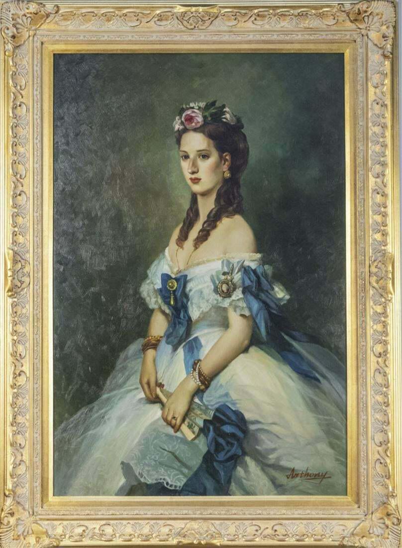 PAINTING OIL ON CANVAS OF Alexandra of Denmark SIGNED (1 of 2)