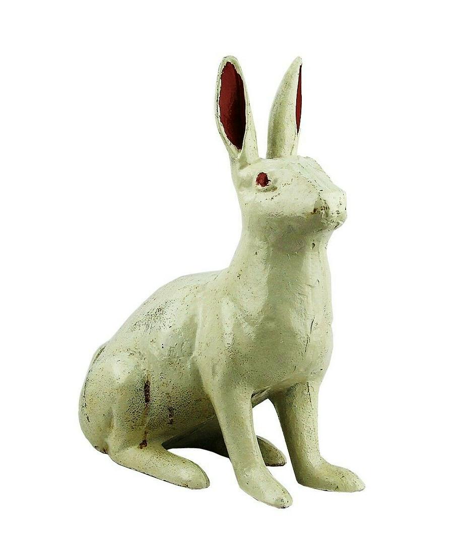 ANTIQUE CAST IRON X-LARGE 12" TALL DOORSTOP WHITE RABBIT (1 of 5)