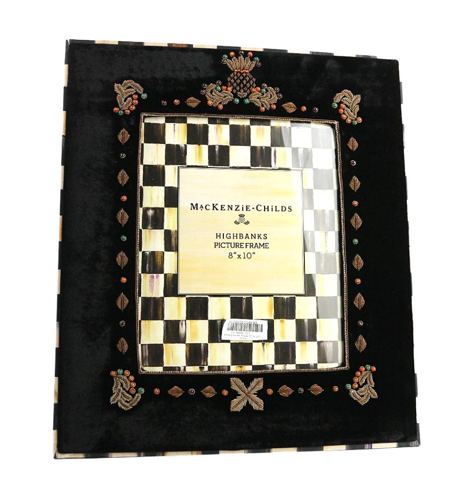 MacKenzie Childs HIGHBANKS VELOUR BLACK COURTLY CHECK 8"x10" FRAME (1 of 5)