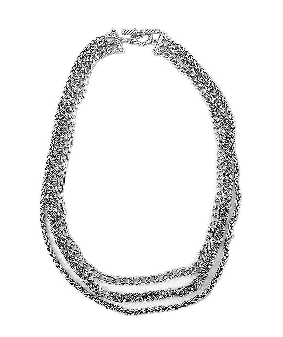 DAVID YURMAN ST. SILVER 3 ROW 18" LONG WEAT, ROLO, CLASSIC CHAINS NECKLACE 23N (1 of 6)
