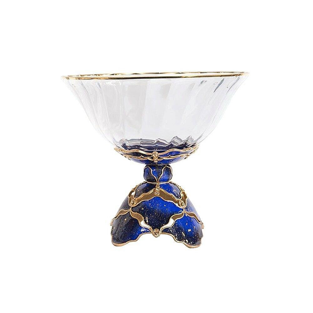 JAY STRONGWATER BEAU PEDESTAL BOWL SAPPHIRE LARGE 15" DIAMETER 14" TALL (1 of 2)