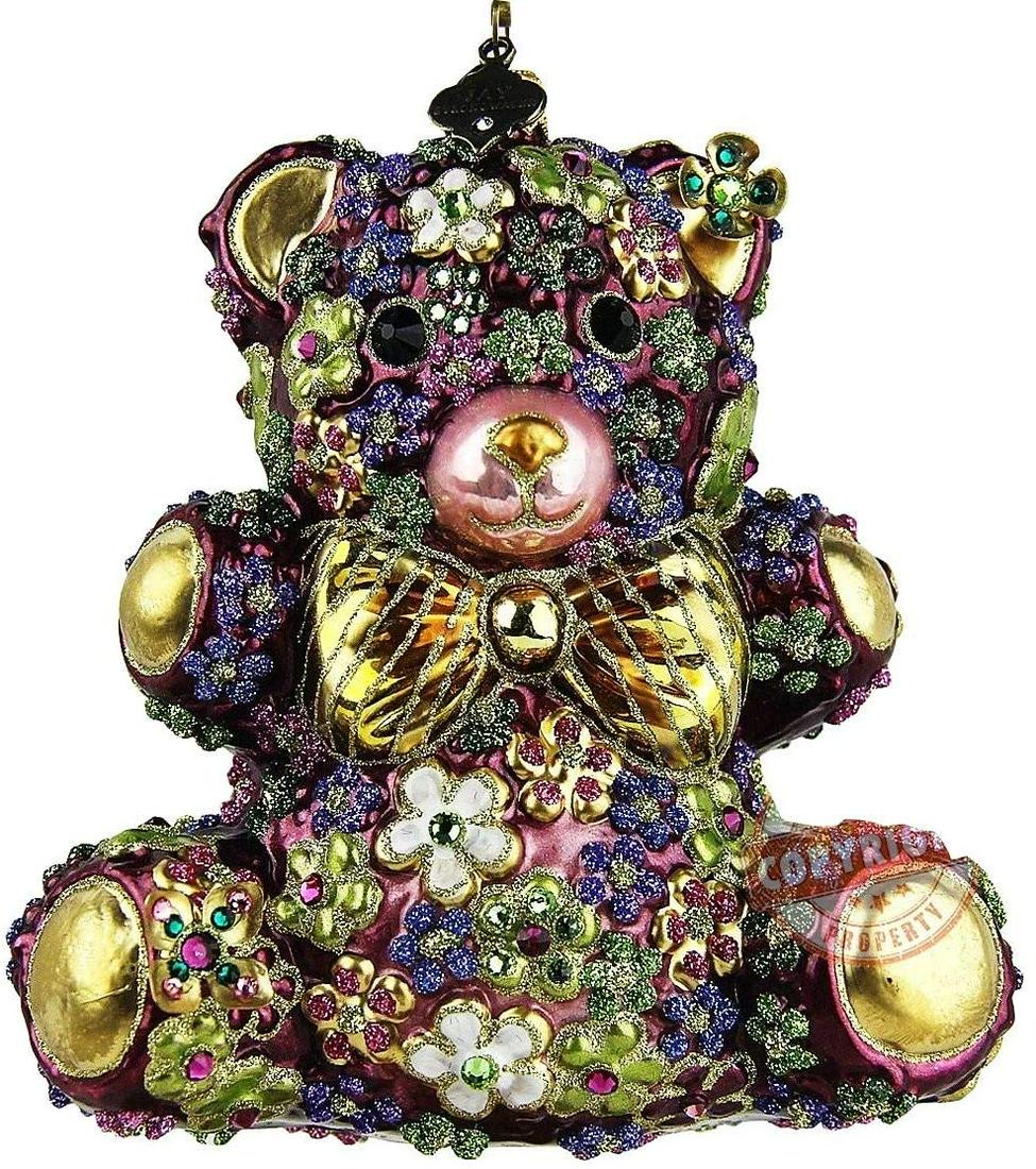 JAY STRONGWATER MILLE FIORI TEDDY BEAR GLASS CHRISTMAS ORNAMENT (1 of 8)