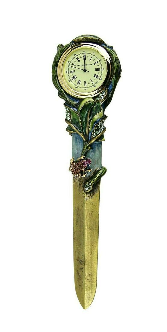 JAY STRONGWATER YATES FLORAL LETTER OPENER & CLOCK with SWAROVSKI CRYSTALS (1 of 7)