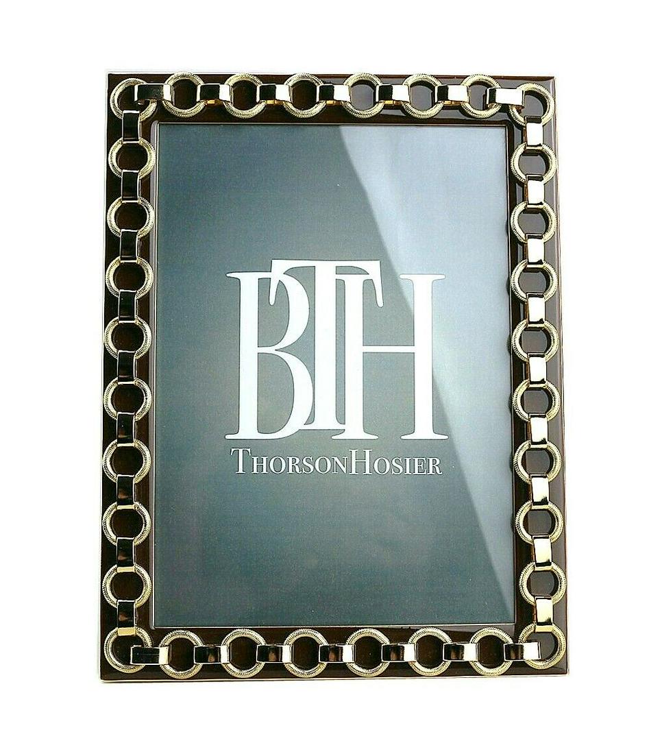 THORSON HOSIER 5x7 DERBY BROWN ENAMEL GOLD PLATED FRAME  #6 BX3 (1 of 4)