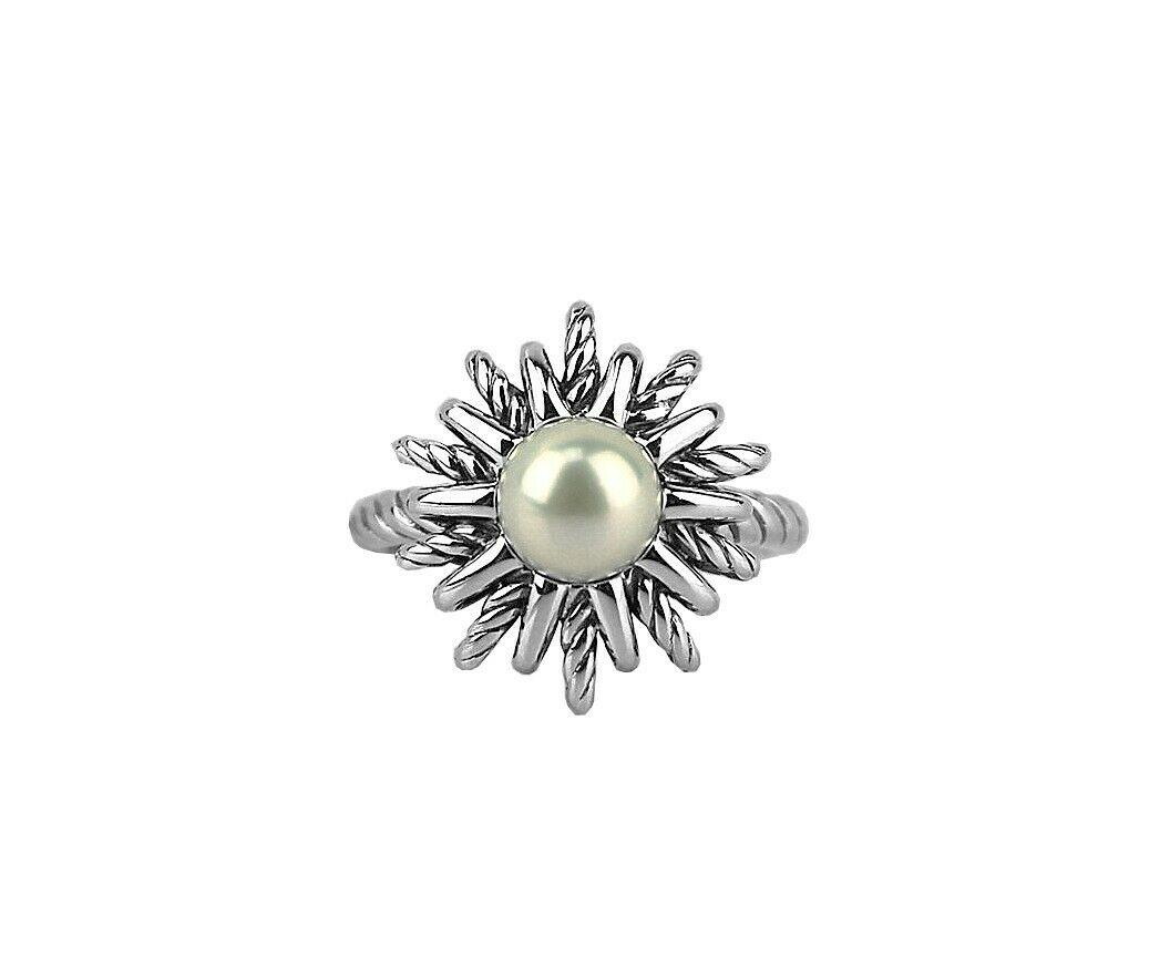 DAVID YURMAN 18mm STARBURST RING sz 6 ST. SILVER PEARL (1 of 8)