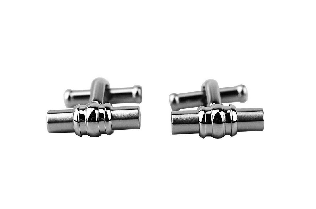 MONTBLANC CLASSIC ST.STEEL CUFFLINKS BAR 3 RINGS MOTIF (1 of 5)