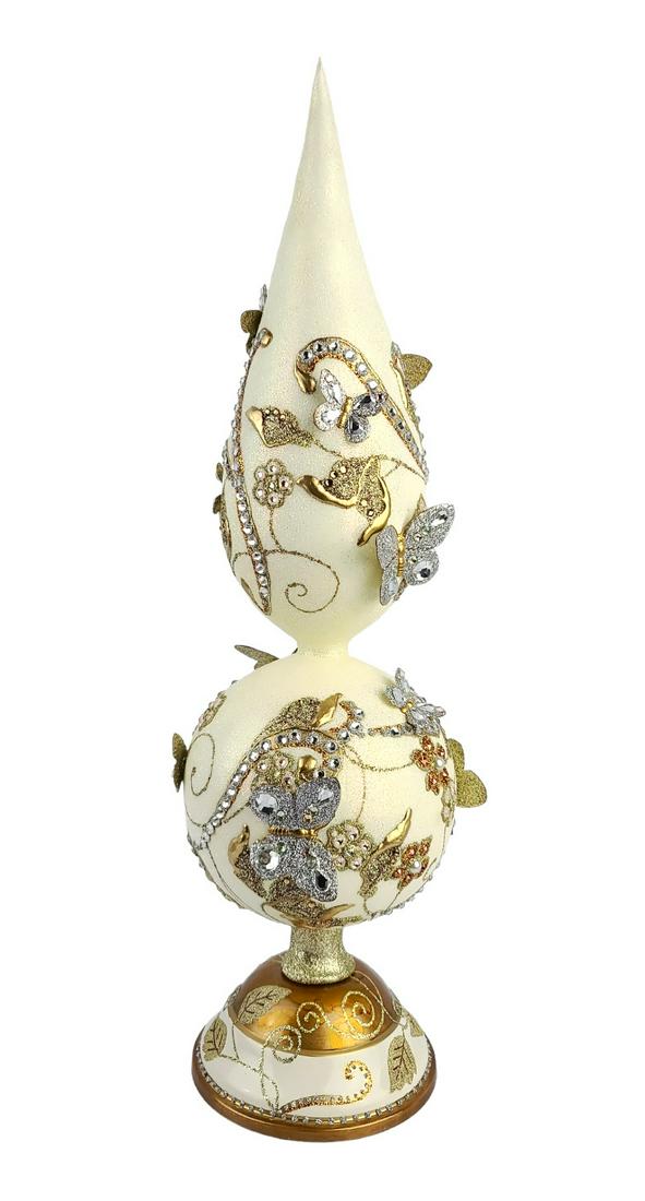 Jay Strongwater White Gold Artisian Tree Topper Swarovski Glass Ornament (1 of 8)