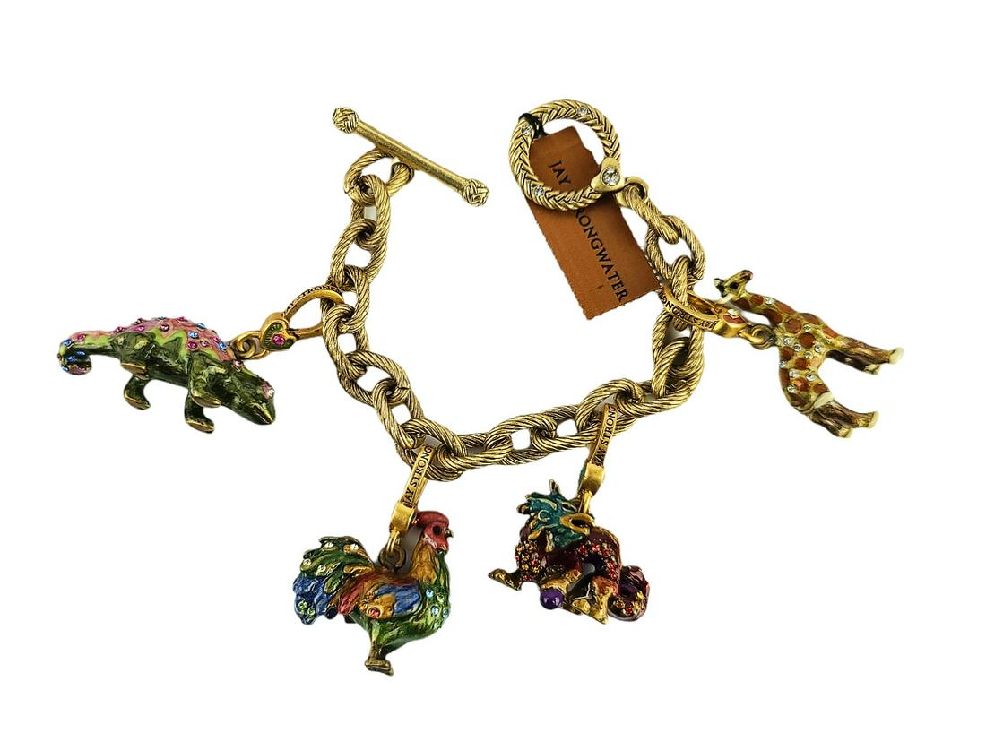 Jay Strongwater 7.5" Bracelet With 4 Charms Swarovski Crystals Auction