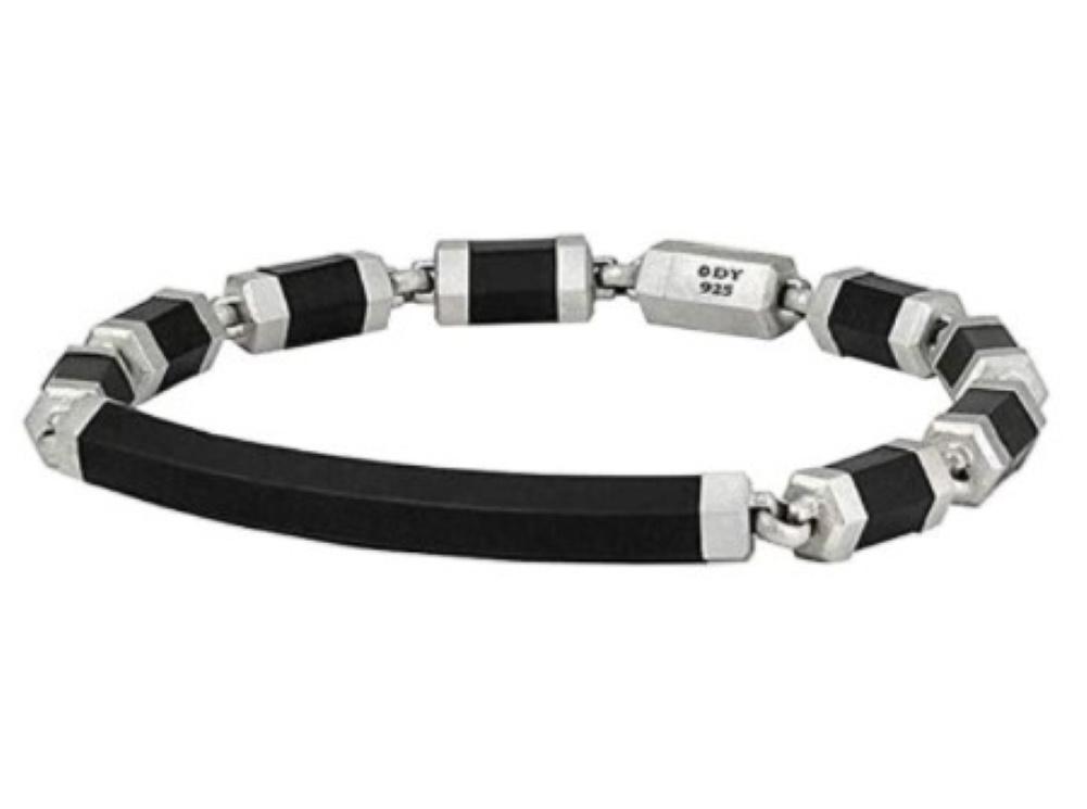 David YURMAN HEX ID Bracelet Gray Rubber ( M )# 49B (1 of 5)
