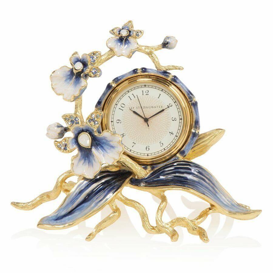 Jay Strongwater Tara Orchid Clock 14K Gold Swarovski crystals SDH6059-284 Brand New in Original Box (1 of 3)