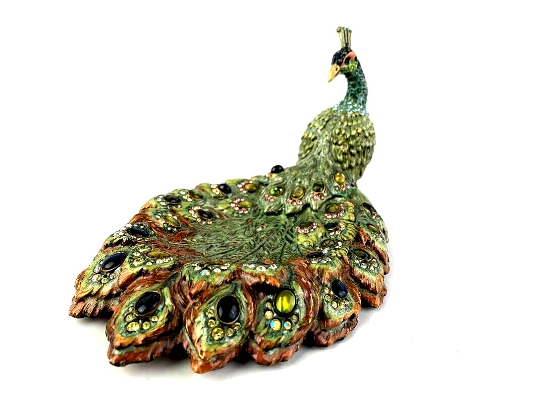 Jay Strongwater Gorgeous Peacock Enamel Swarovski Jewelry Large Trinket Dish Great Condition.100% Au (1 of 7)