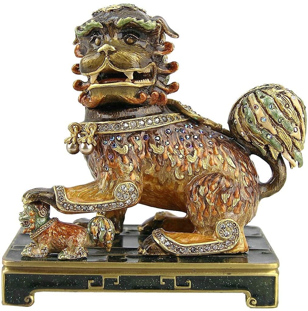 Jay STRONGWATER Adina FU Dog & Puppy Antique Gold LTD 300 (1 of 7)