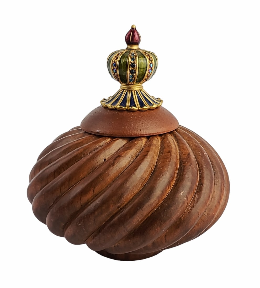 JAY STRONGWATER ROUND WOOD BOX ENAMEL SWAROVSKI CRYSTALS (1 of 6)