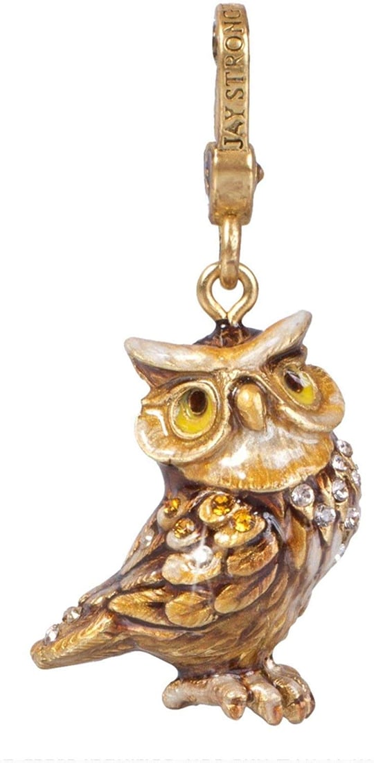 Jay Strongwater Albert Owl Charm 18K Gold Plated W/Swarovski Crystals (1 of 3)