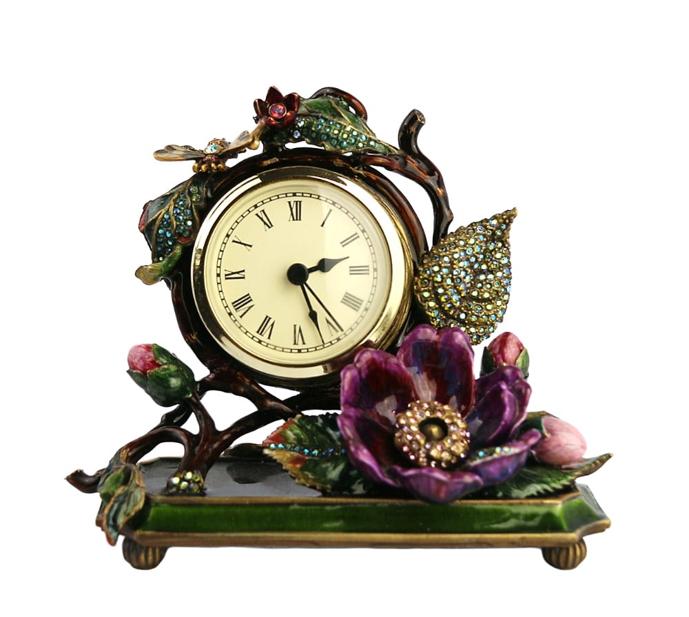 JAY STRONGWATER LARGE PURPLE GARDENIA CLOCK SWAROVSKI #1 (1 of 6)