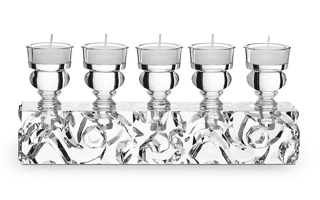 BACCARAT LA FORET DES SONGES FOREST OF DREAMS 5 CANDLE STAND MARCEL WANDERS: BACCARAT LA FORET DES SONGES (FOREST OF DREAMS) BY MARCEL WANDERS. 5 CANDLE STAND SET ON HEAVY BASEAmong the forest trees conjured by Marcel Wanders Are a series of clear crystal candlesticks and vase