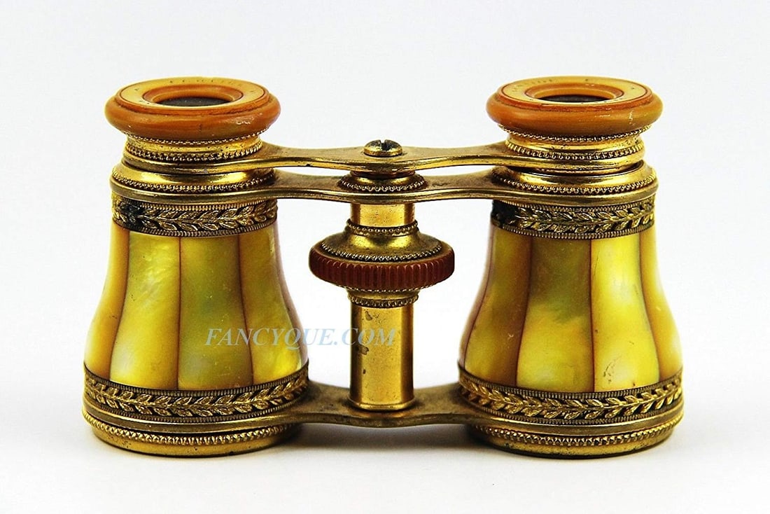 Antique Fancy Bronze Work French Opera Glasses Golden Mother of Pearl # 7 (1 of 6)