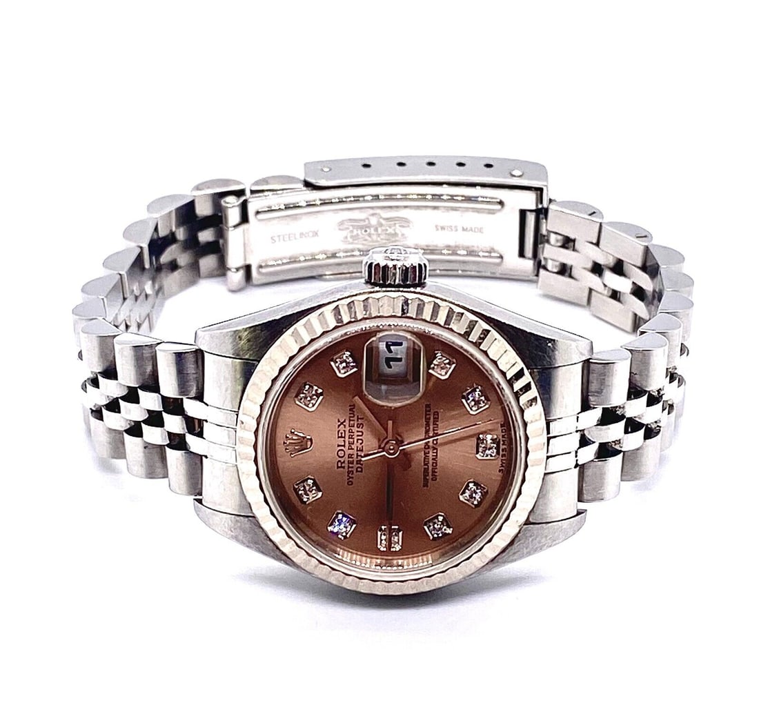 Rolex Datejust Salmon Diamond Dial Steel 26 mm Lady's Watch 79174 (1 of 11)