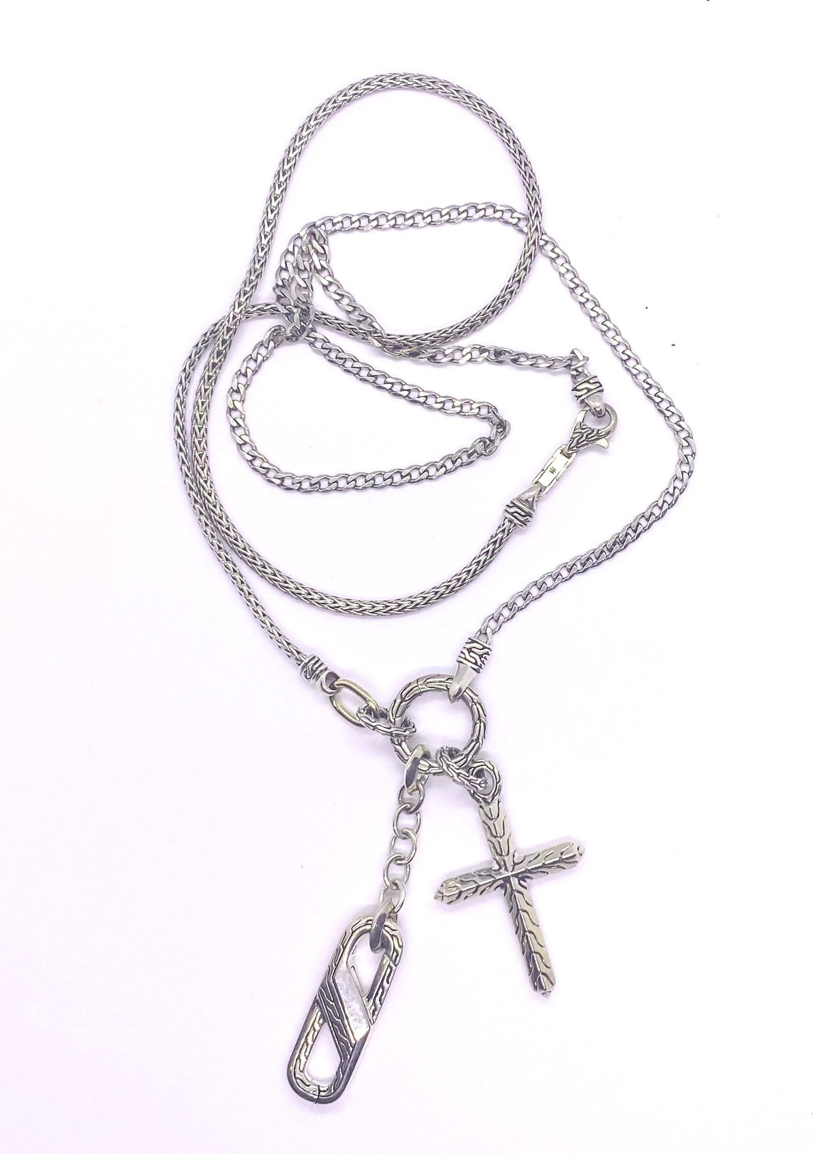 JOHN HARDY NEW Men's Classic Chain Sterling Silver &14K Gold Cross Amulet Pendant 24" (1 of 12)