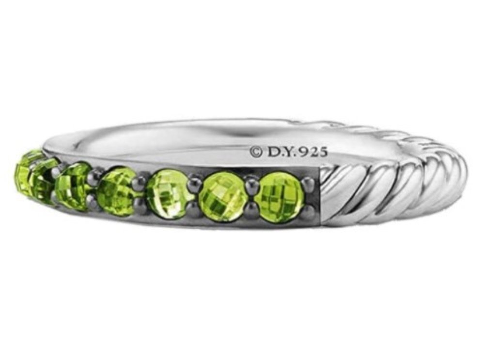 David Yurman 3mm Cable Berries Peridot Band Ring (7) (1 of 2)