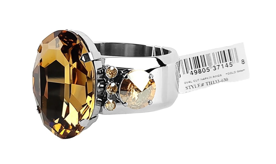 THORSON HOSIER LARGE OVAL CUT GOLD SWAROVSKI NAPKIN RINGS SET OF 2 (1 of 7)