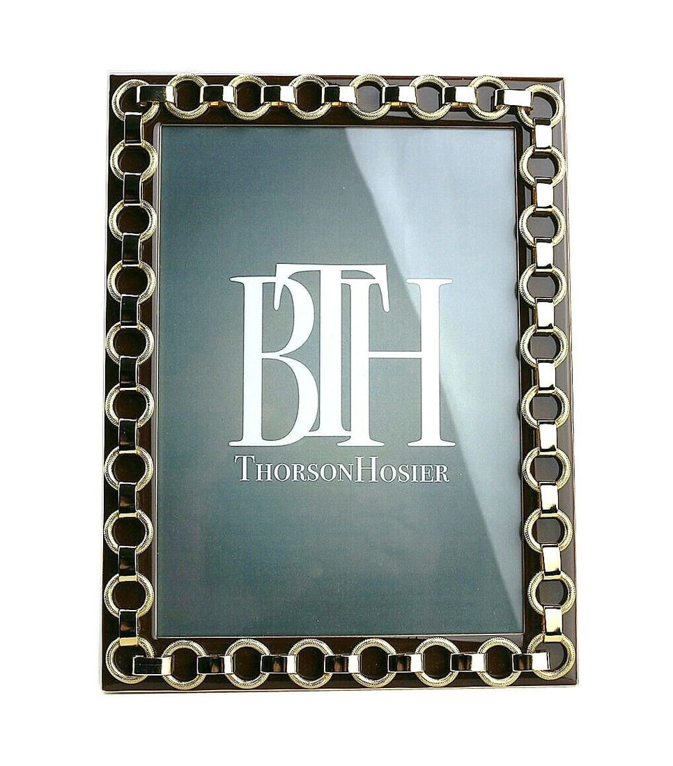 THORSON HOSIER 5x7 DERBY BROWN ENAMEL GOLD PLATED FRAME  #6 BX3 (1 of 4)