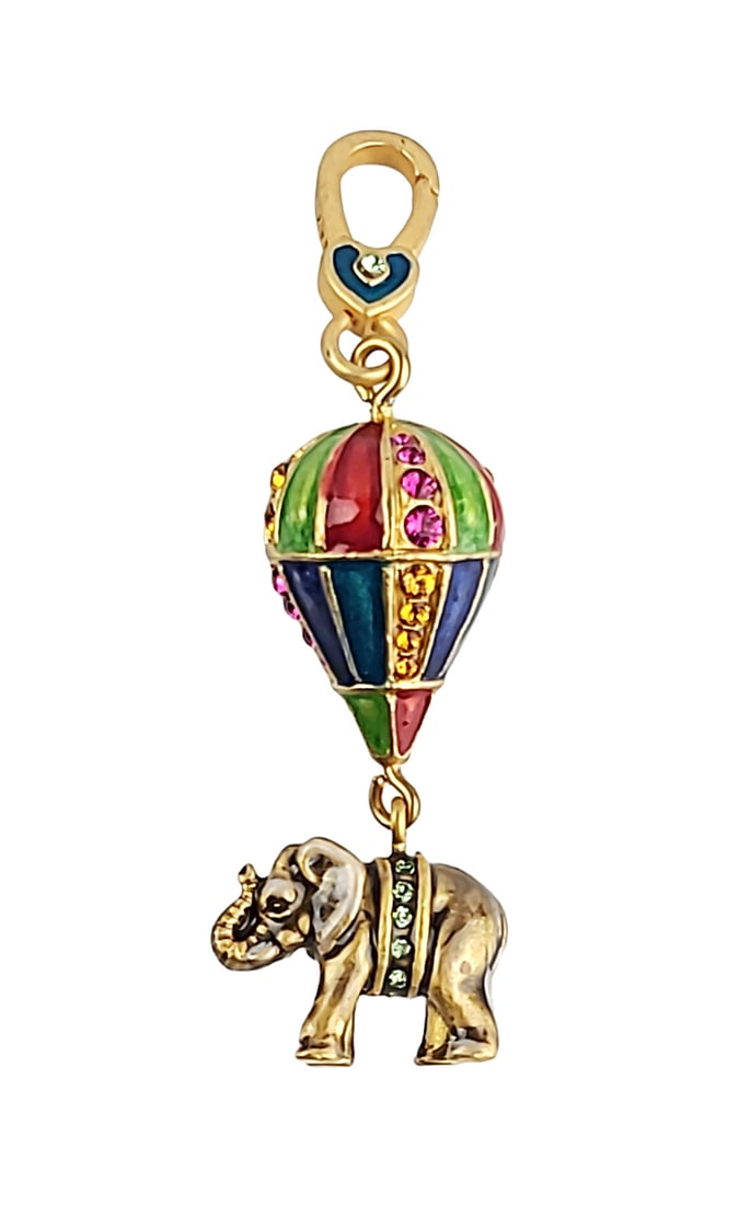 Jay Strongwater Howie elephant on balloon charm 18K gold plated Swarovski: Jay Strongwater Charming CollectionCharm ELEPHANT ON BALLOON, Swarovski Crystals. Brand New, ORIGINAL BOX. 2 1/4" high x 1" wideElephant: 22 mm Wide