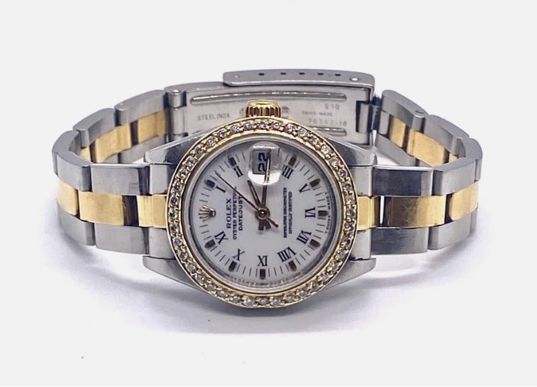 ROLEX LADIES DATEJUST 18K YELLOW GOLD DIAMOND & STEEL WATCH 69173 (1 of 7)
